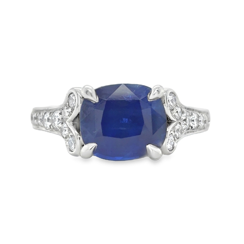 Platinum Sapphire and Diamond Ring