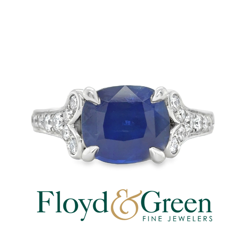 Platinum Sapphire and Diamond Ring