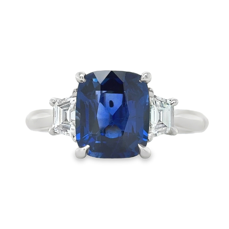 Platinum Sapphire and Diamond Ring