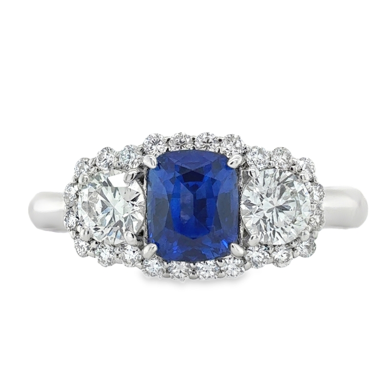 18 Carat White Diamond and Sapphire Ring