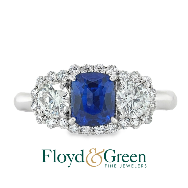 18 Carat White Diamond and Sapphire Ring