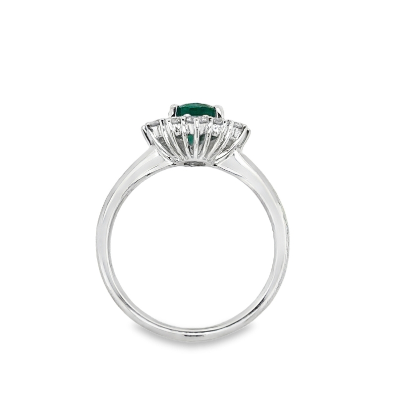 Halo Diamond and Emerald Ring