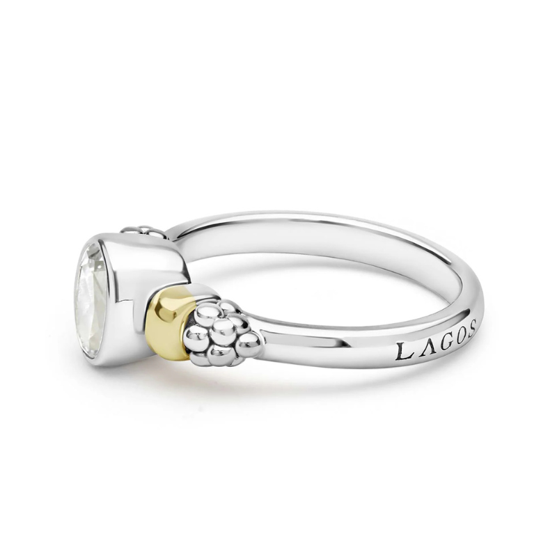 Two-Tone White Topaz Oval Ring