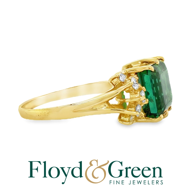 Green Tourmaline & Diamond Ring