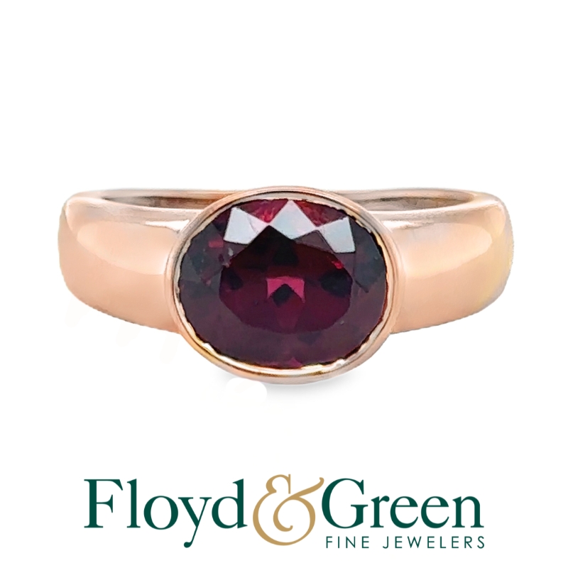 14KR Garnet Solitaire Ring, Size 8, 6.1g