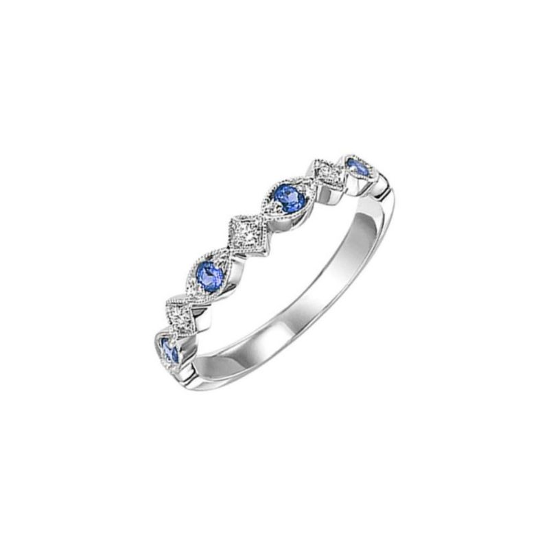 Sapphire & Diamond Stackable Birthstone Ring
