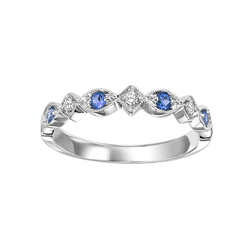 Sapphire & Diamond Stackable Birthstone Ring
