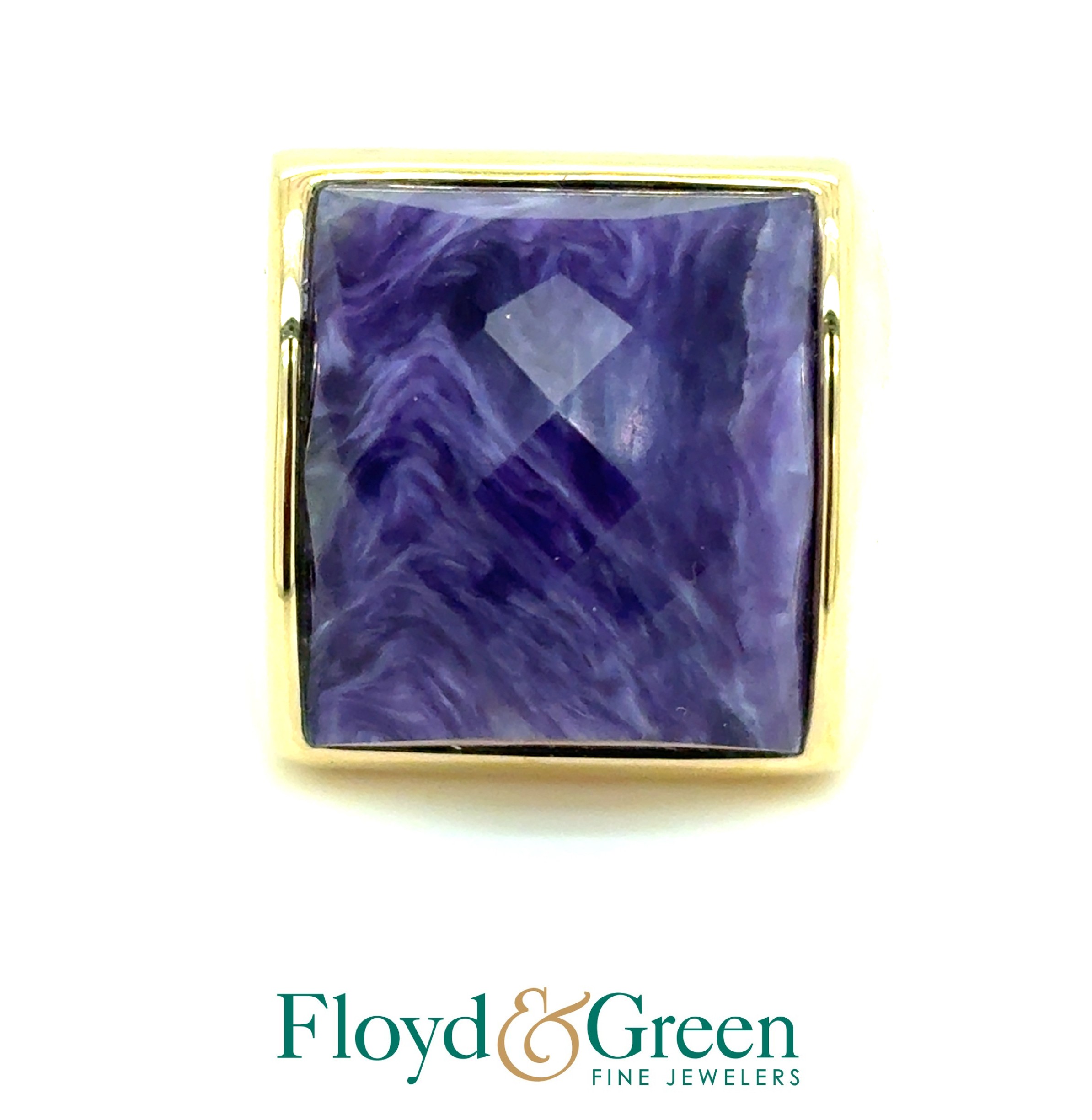 14KY Purple Square Faceted Sugilite Ring, Sugilite 17.0 X 15.6  X 7.27 mm, 8ct, Size 9.25