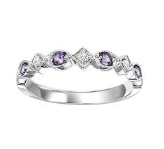 Diamond & Amethyst Birthstone Stackable Ring