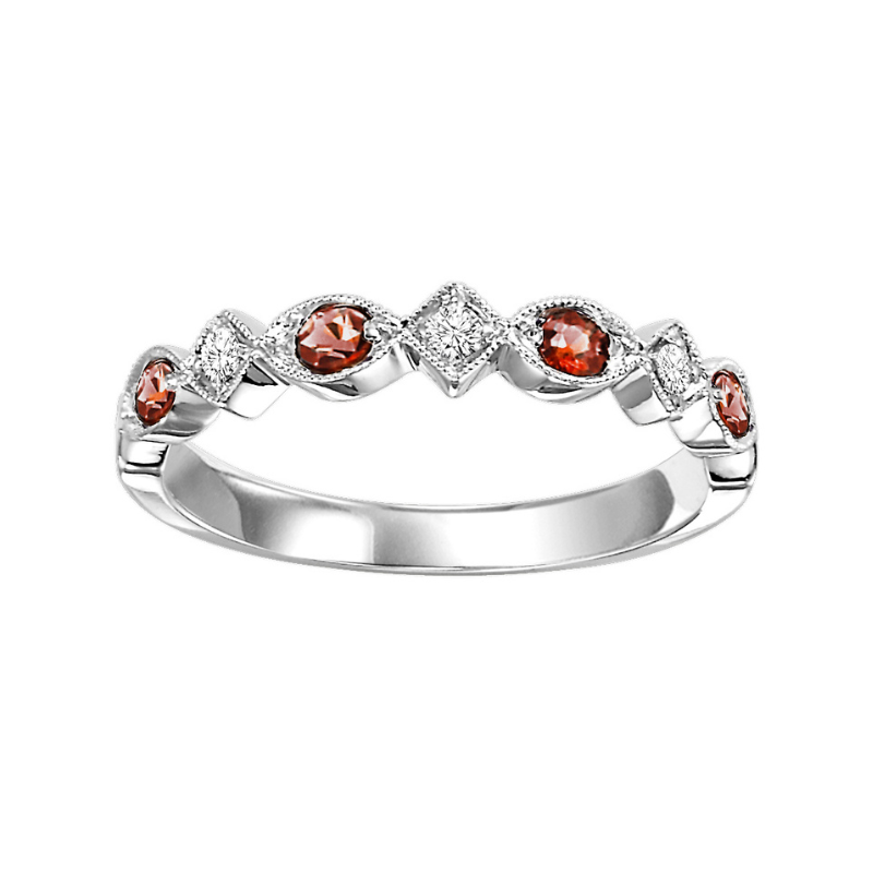 Garnet & Diamond Birthstone Stackable Ring