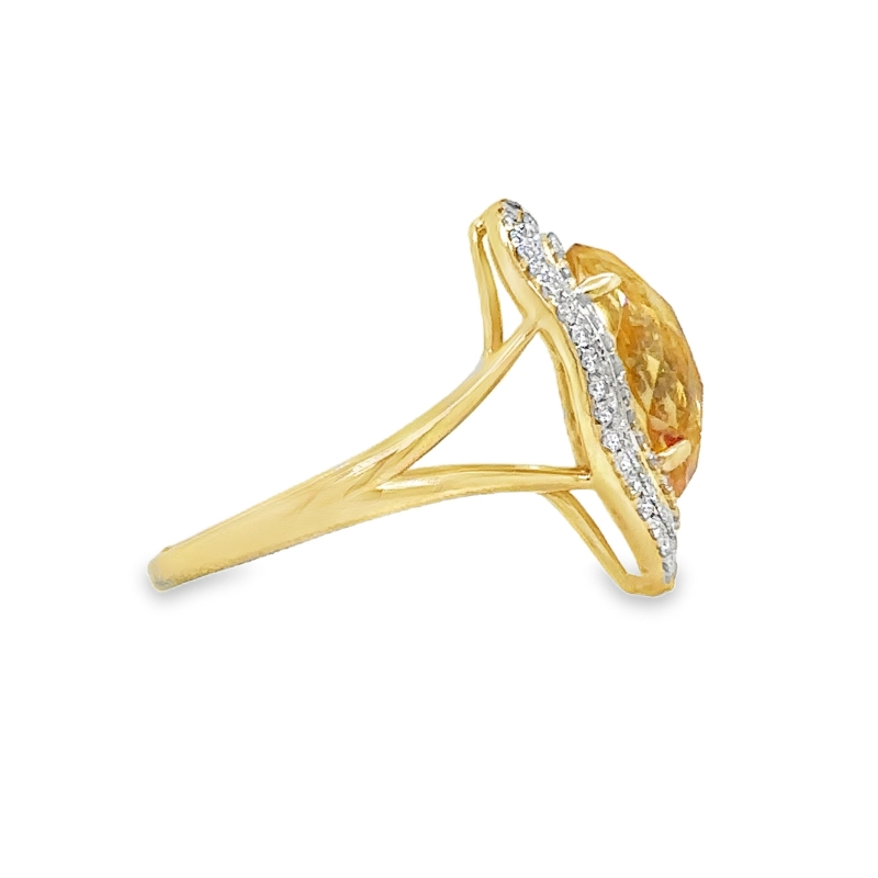 Citrine Triple Halo Ring