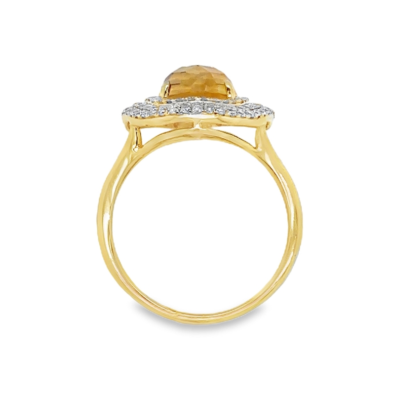 Citrine Triple Halo Ring