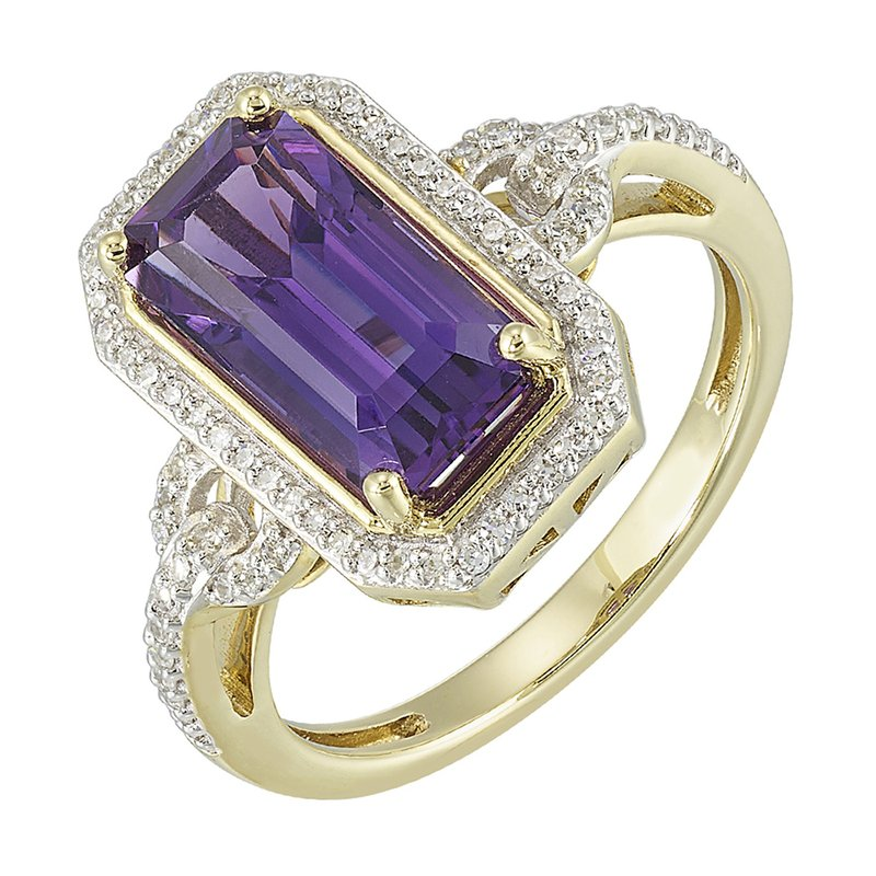14Kt Gold Diamond & Amethyst Ring