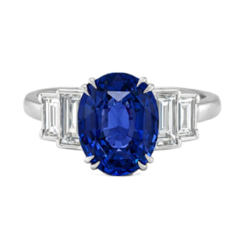 18KW sapphire 3.36ct and diamond 0.65ctw F-G/VS ring size 6.5