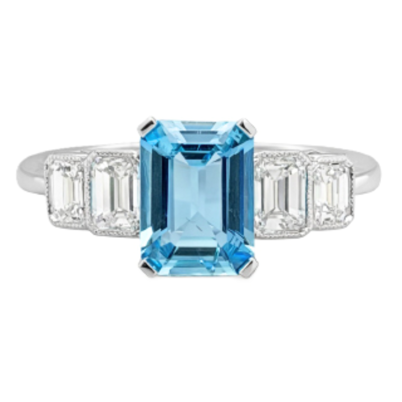 18KW aqua 1.12ct and diamond 0.77ctw G-H/VS2-SI1 ring size 6.5