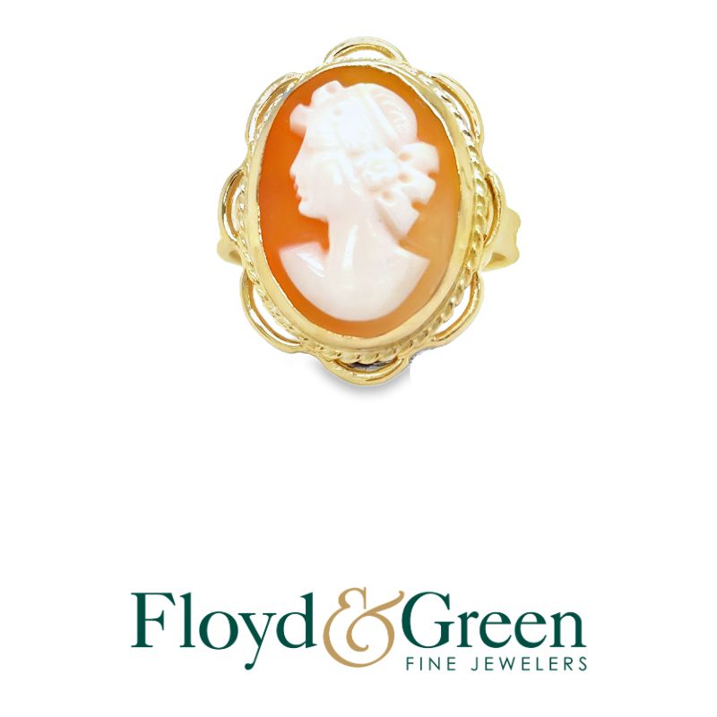 14KY Cameo Ring, Size 6, 4g