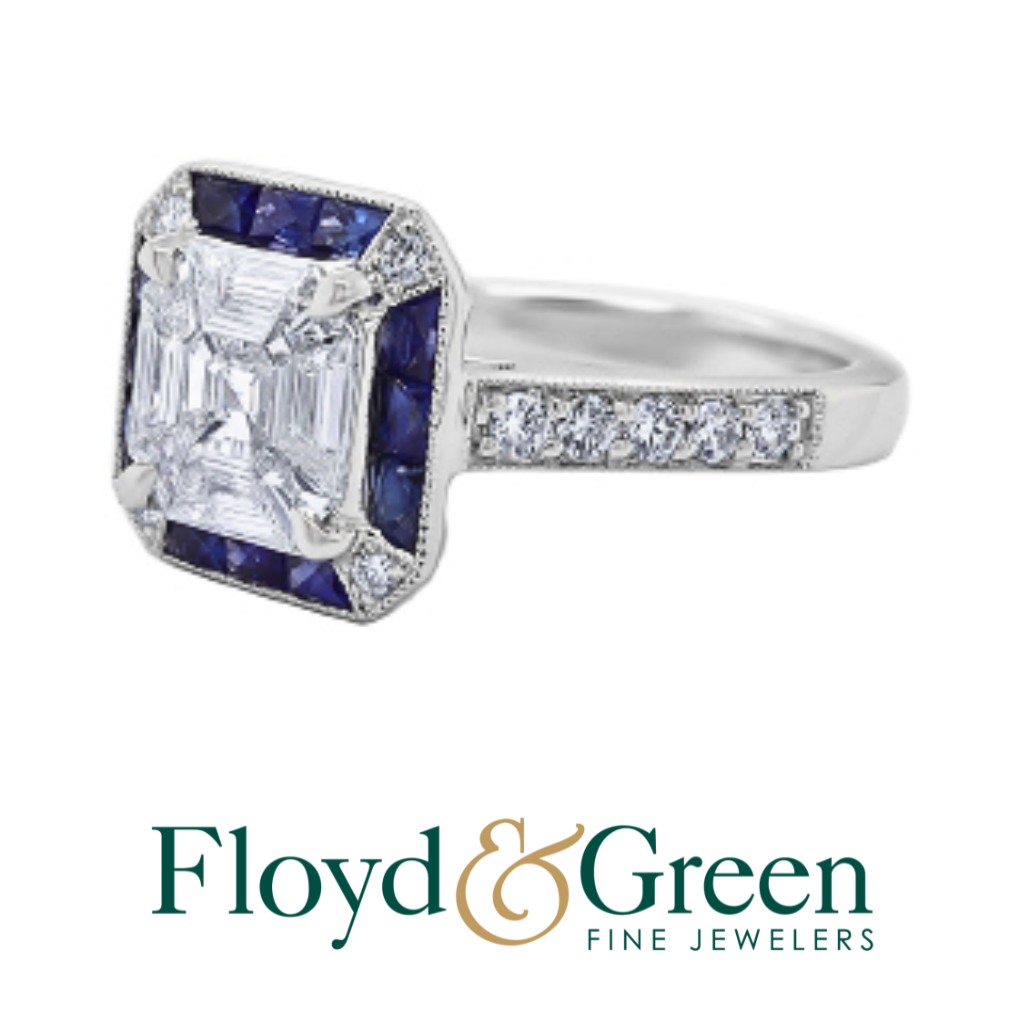 18Kt Diamond & Sapphire Halo Ring