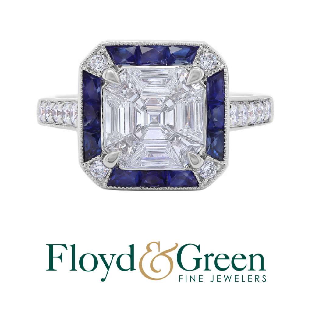 18Kt Diamond & Sapphire Halo Ring