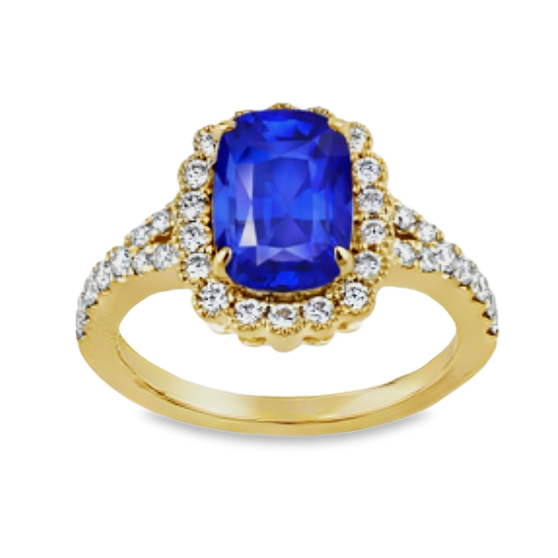14K Diamond and Sapphire Ring