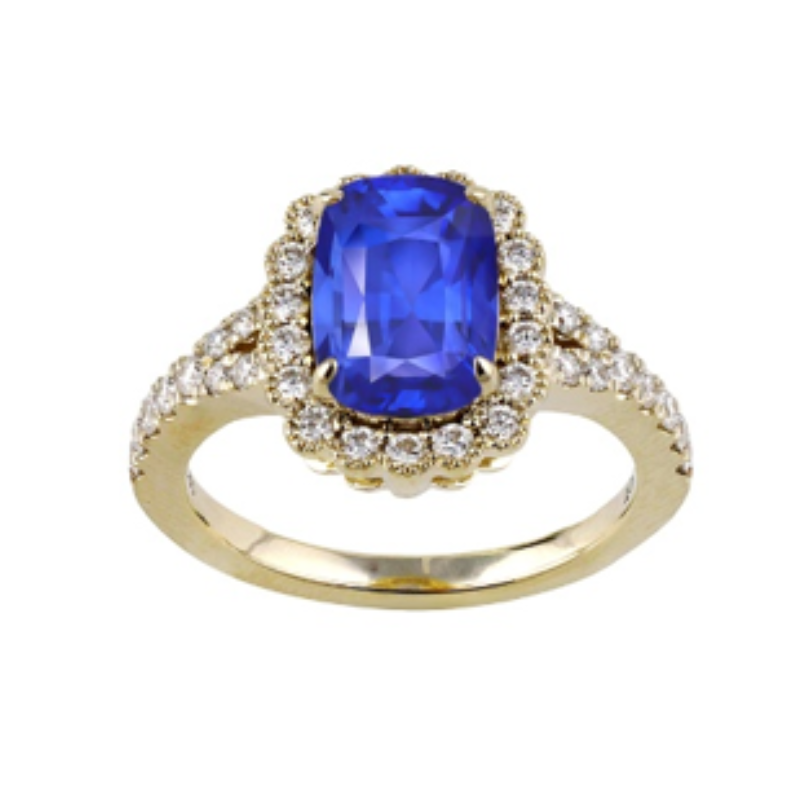 14K White Gold Diamond and Sapphire Ring