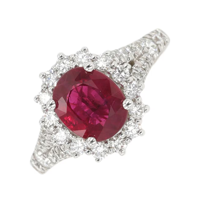 14KW 2ctw ruby and 0.75ctw G-H/SI diamond ring size 6.5
