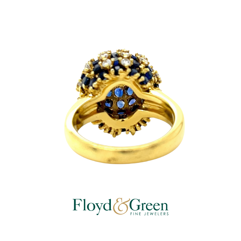 18K Yellow Gold Sapphire and Diamond Sphere Ring