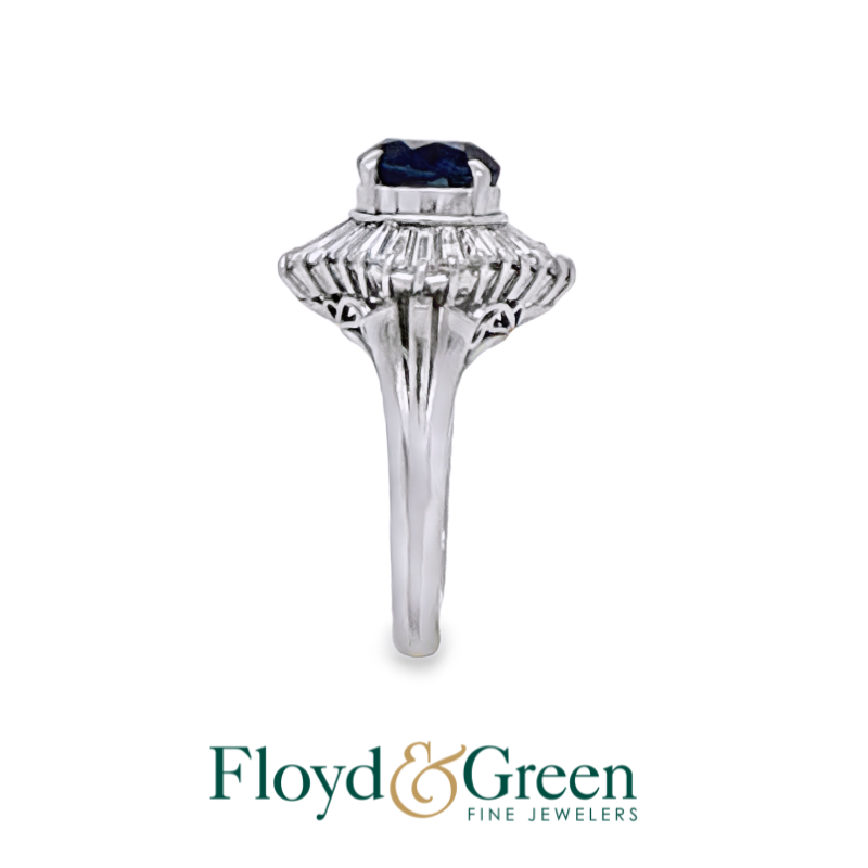 Oval Sapphire and Diamond Halo Ring