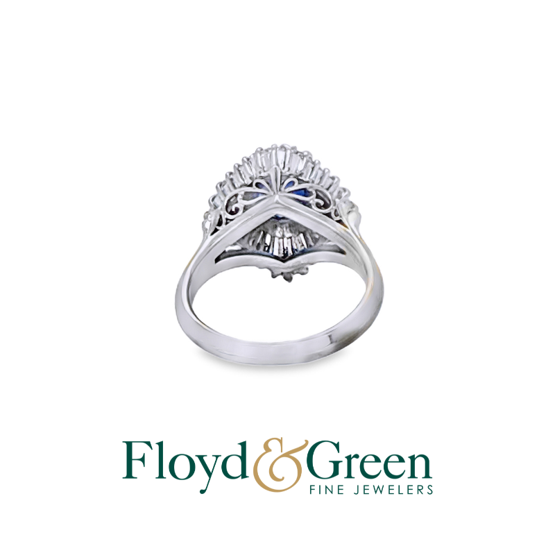 Oval Sapphire and Diamond Halo Ring