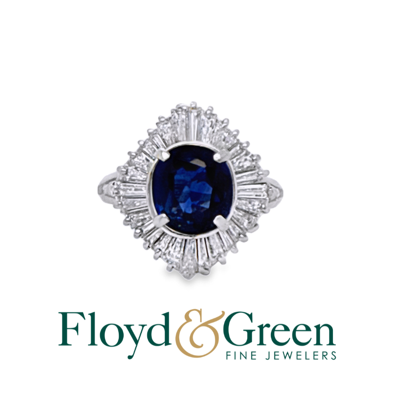 Oval Sapphire and Diamond Halo Ring
