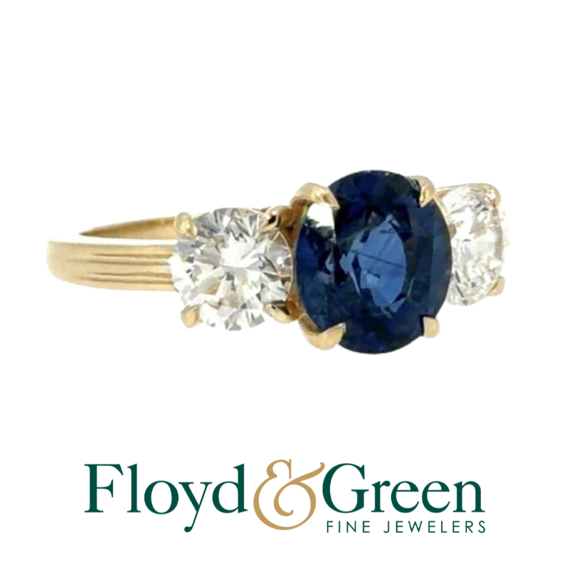 14K Yellow ZGold Sapphire and Diamond Ring
