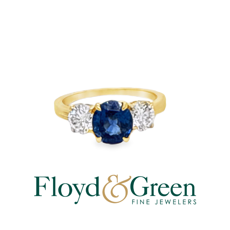 14K Yellow ZGold Sapphire and Diamond Ring