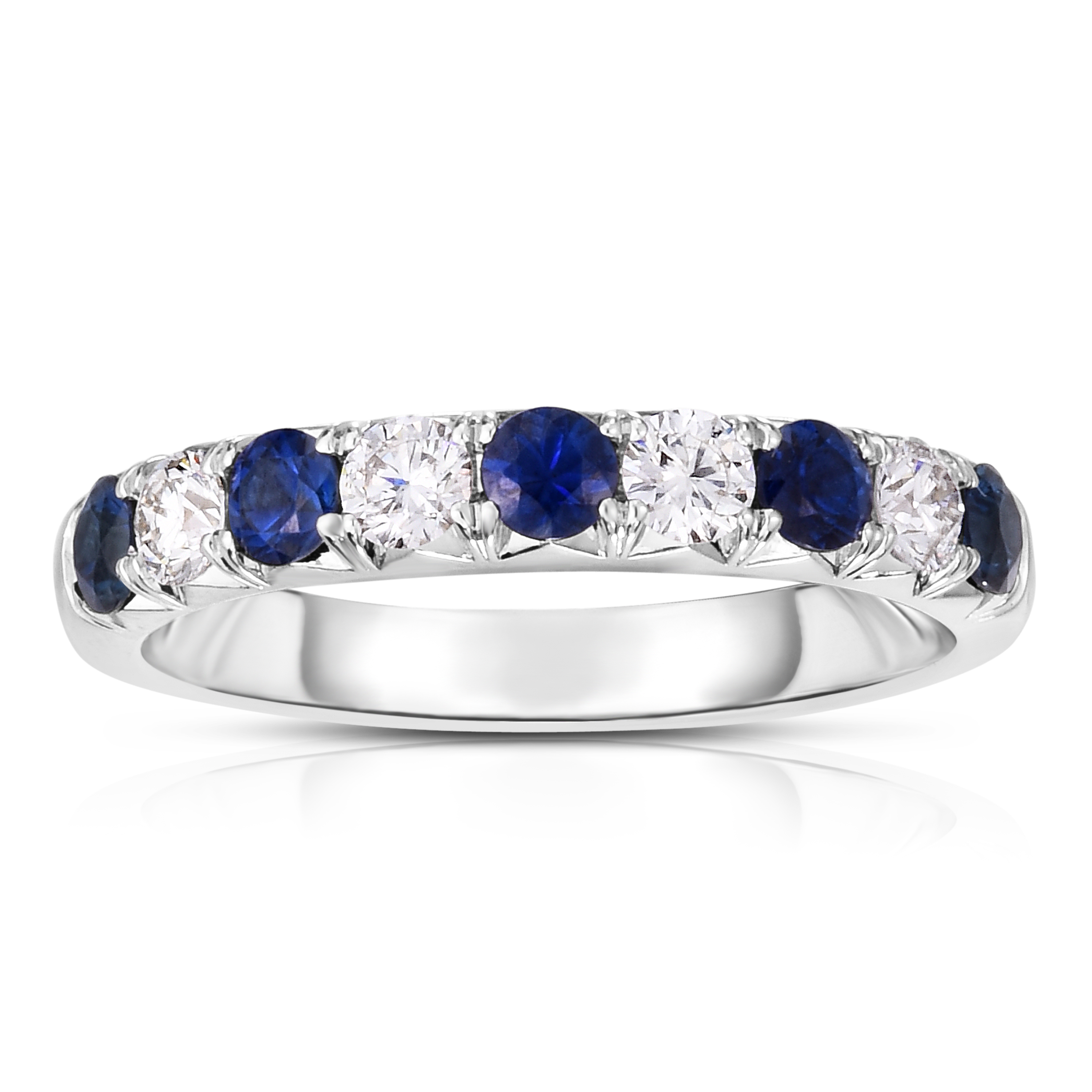 14K White Gold Sapphire and Diamond Band