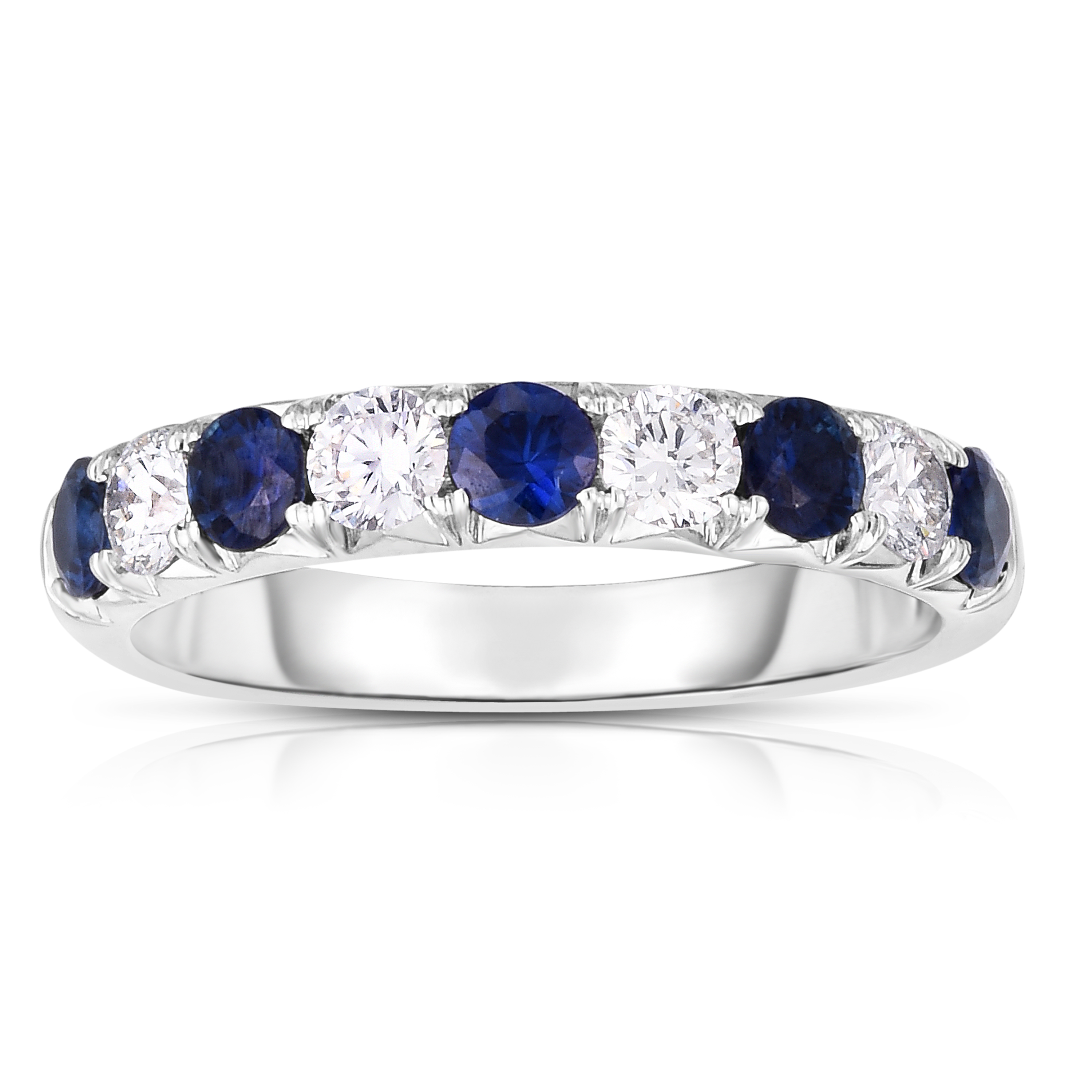 14K White Gold Sapphire and Diamond Band