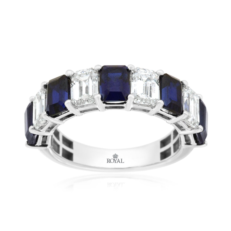 14KW 2ctw G-H/SI lab grown diamond and 3.5ctw lab grown sapphire ring size 7