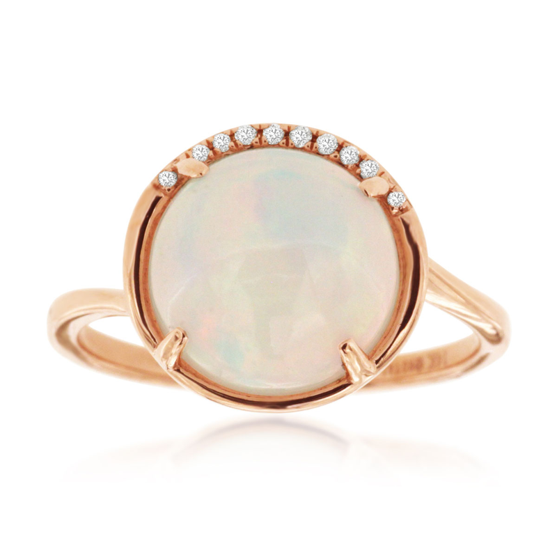 14KR 3.2ct opal and 0.03ctw G-H/SI diamond ring size 7
