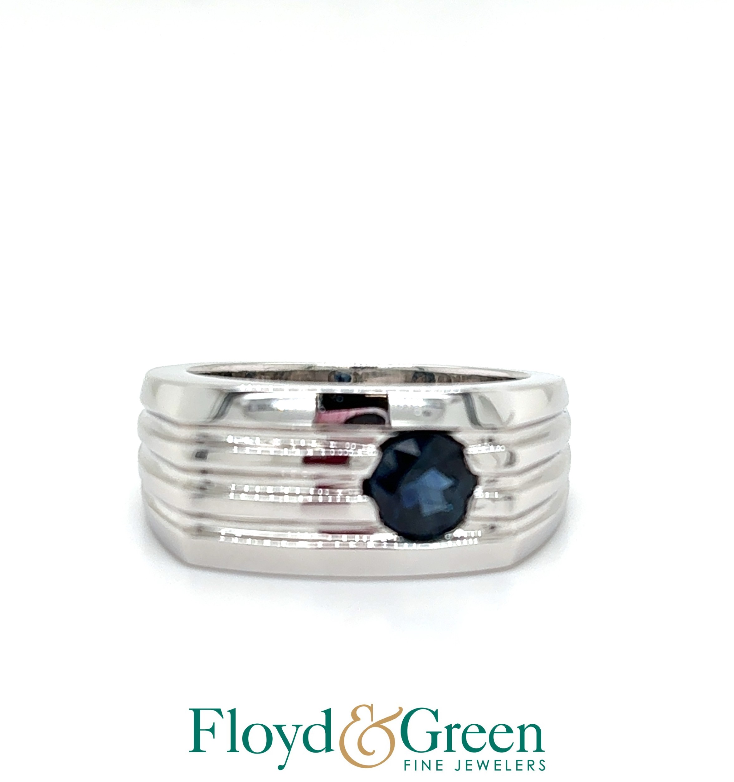 14KW Sapphire Ring, 1 Rd Sapphire, 0.83ct, Size 10.5