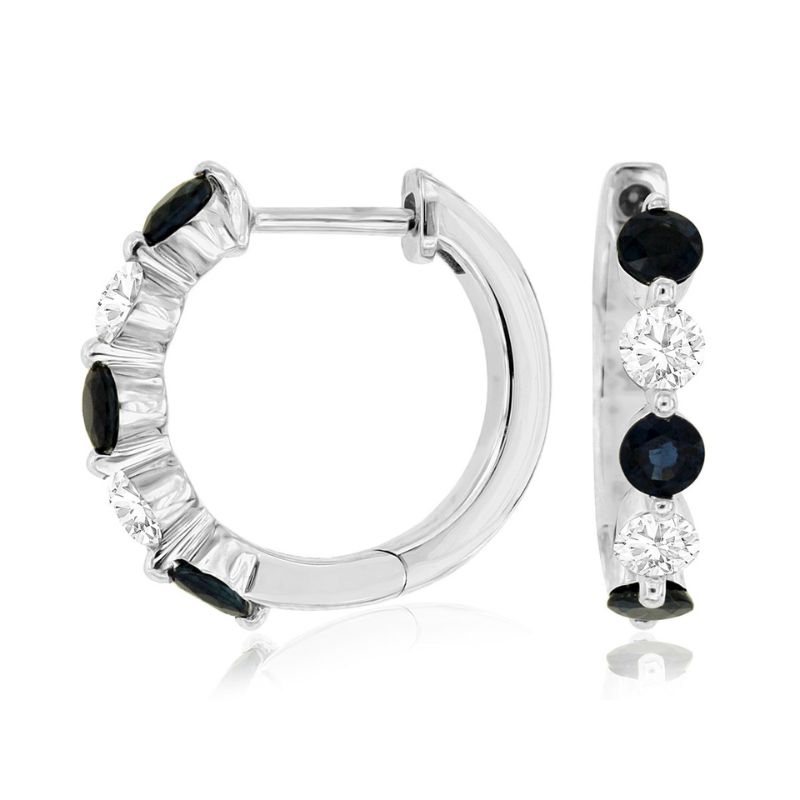 Sapphire & Diamond Hoop Earrings