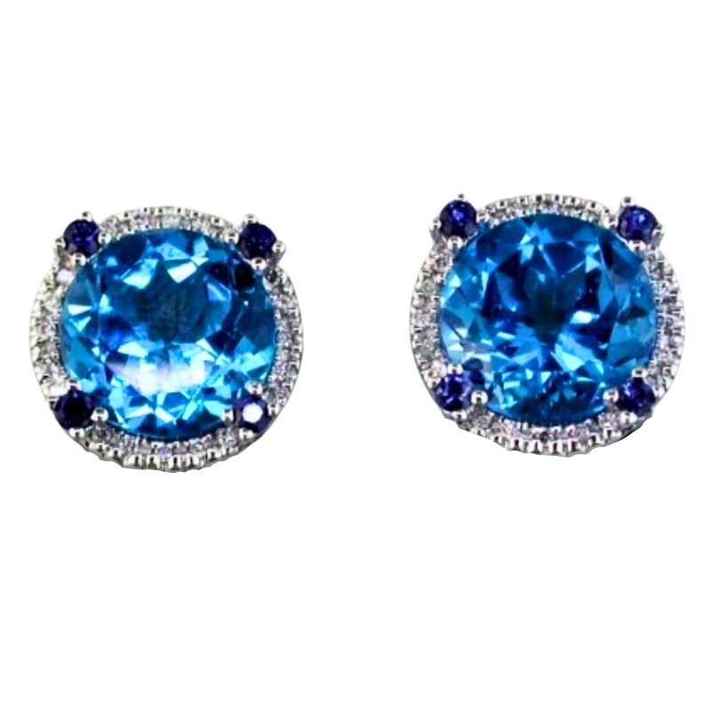 Blue Topaz & Sapphire Stud Earrings