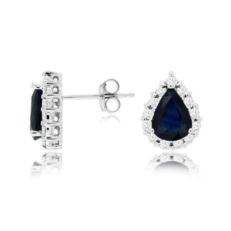 Pear Sapphire Halo Earrings