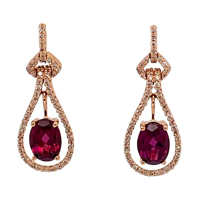 Garnet & Diamond Drop Earrings