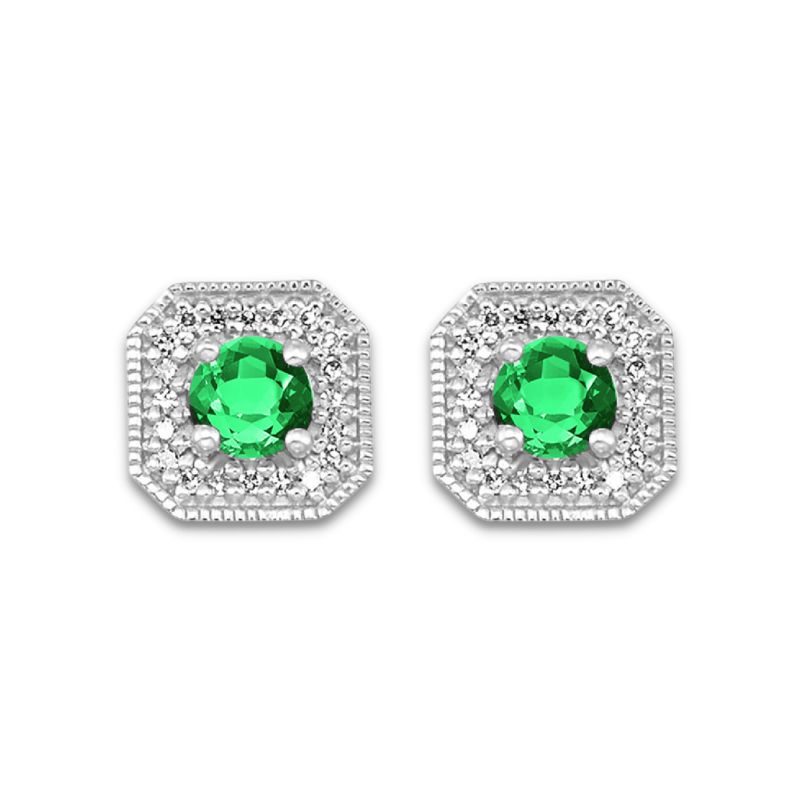 Emerald & Diamond Stud Earrings