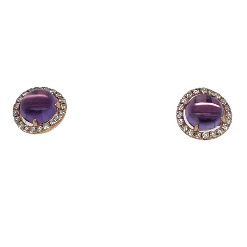 Amethyst & Diamond Stud Earrings