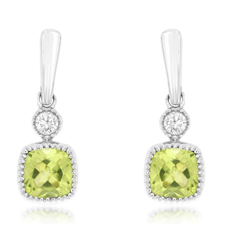 Peridot & Diamond Dangle Earrings