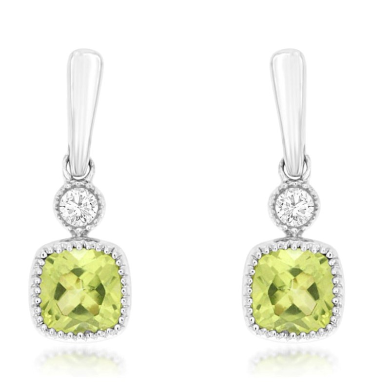 Peridot & Diamond Drop Earrings