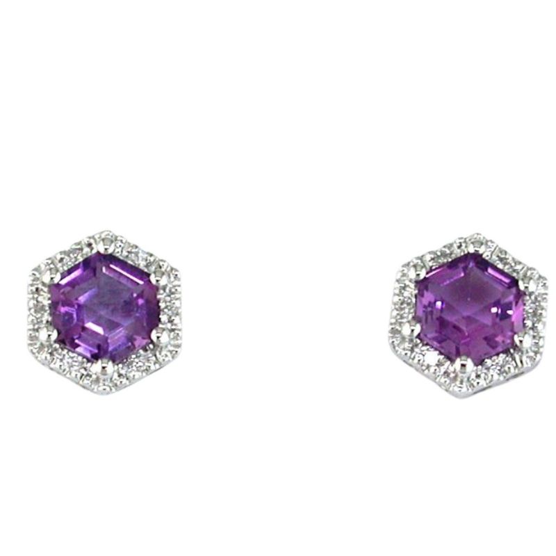 Amethyst Halo Earrings