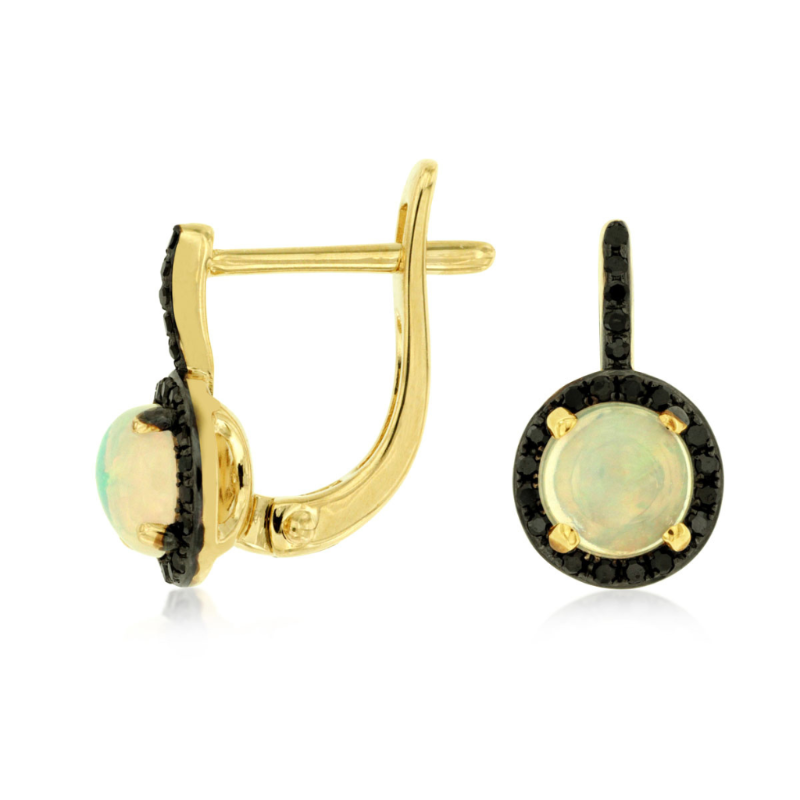 Opal & Black Diamond Drop Earrings
