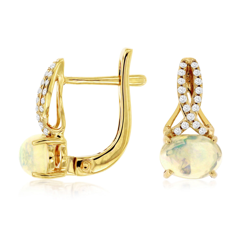 Opal & Diamond Twist Drop Earrings