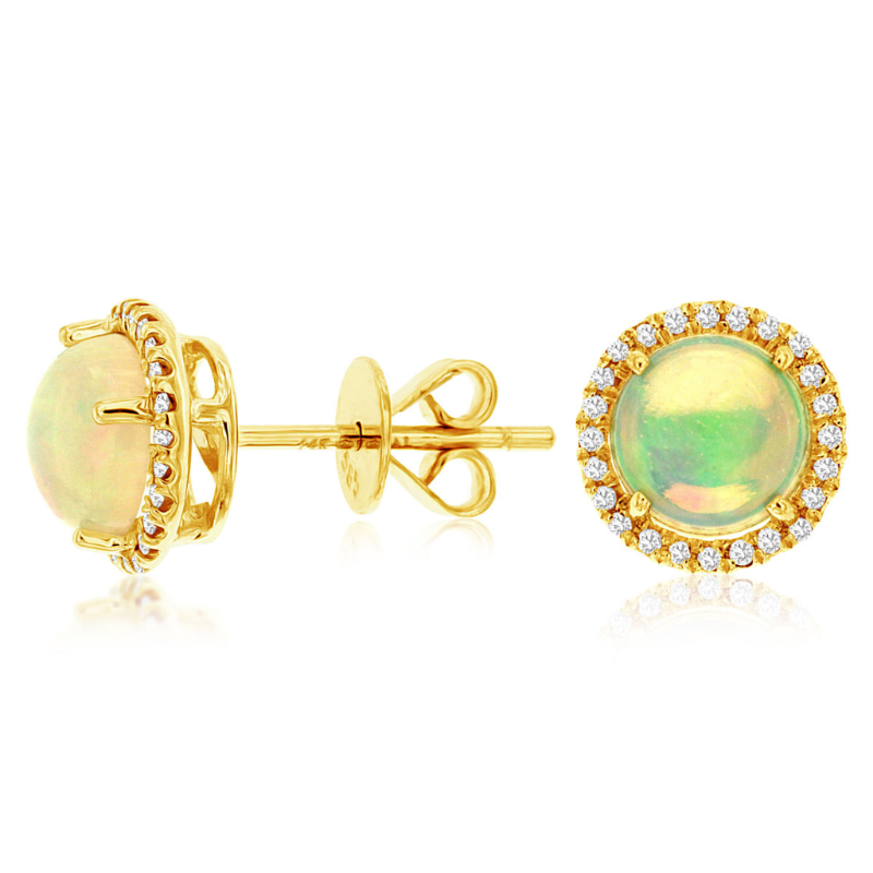 Opal Halo Stud Earrings