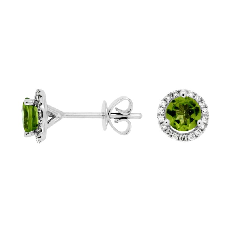 Peridot Halo Stud Earrings