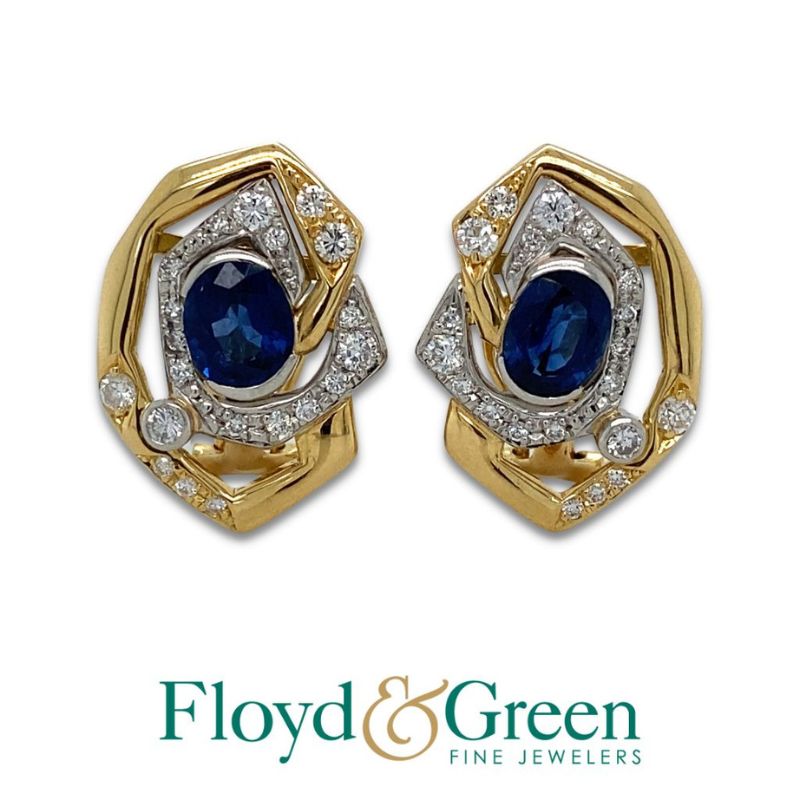 Sapphire & Diamond Freeform Earrings